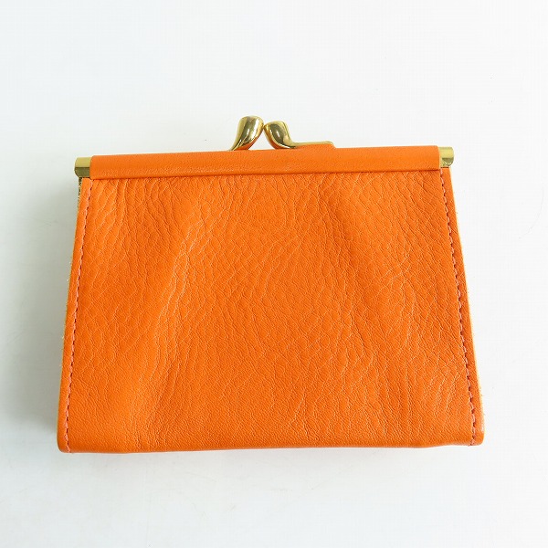 実際に弊社で買取させて頂いたIL BISONTE/イルビゾンテ レザー がま口 二つ折り財布/ウォレット オレンジ 54192-3-04440の画像 1枚目
