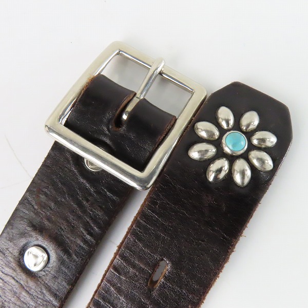 実際に弊社で買取させて頂いたHollywood Trading Company /HTC/エイチティーシー スタッズ/ターコイズ レザー ベルトの画像 1枚目