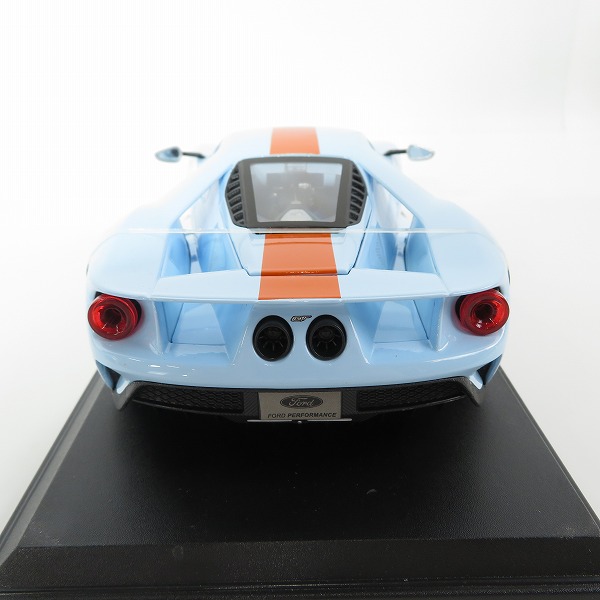 実際に弊社で買取させて頂いたMaisto/マイスト 1/18 Ford GT/フォード GT ガルフ 2017 ライトブルー/オレンジ ミニカーの画像 4枚目