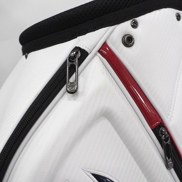 実際に弊社で買取させて頂いたTaylorMade/テーラーメイド UN033 ゴルフ 9.5型 5分割キャディバッグ ホワイト×ネイビーの画像 6枚目