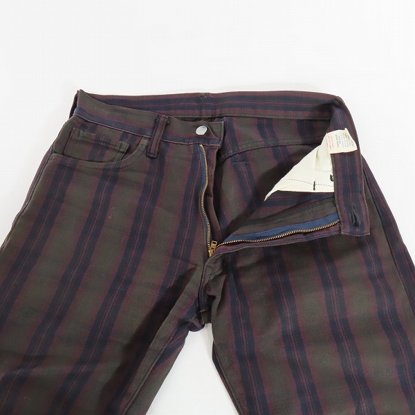 実際に弊社で買取させて頂いたEVISU/エヴィス チェック コットンパンツ Lot.2005/ダークグリーン系/30の画像 4枚目