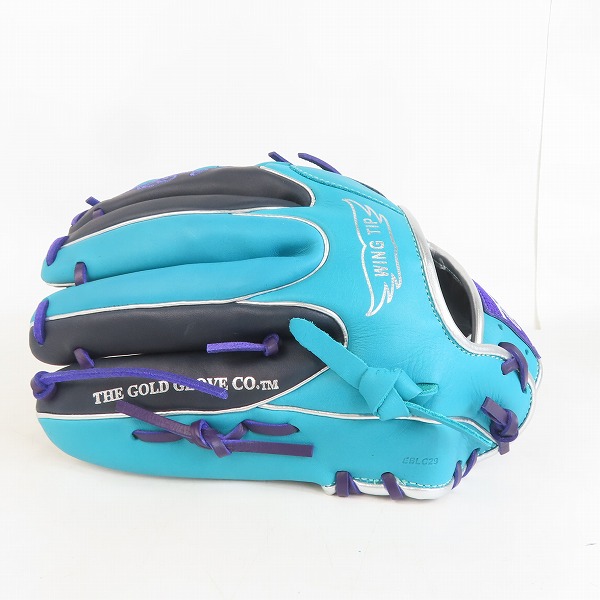 実際に弊社で買取させて頂いたローリングス HYPER Tech Color SYNC/ハイパーテック オールラウンド用 軟式 野球グローブ ネイビー×Mグリーン GR4HTCN55Wの画像 2枚目