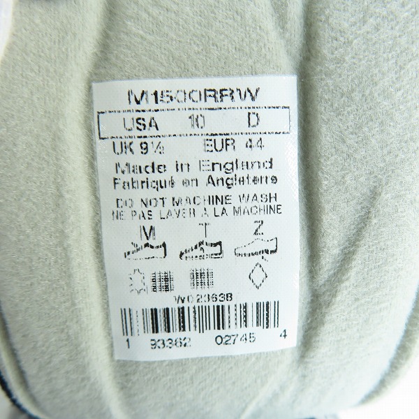 実際に弊社で買取させて頂いた【未使用】 NEW BALANCE/ニューバランス 英国製/イングランド製 スニーカー M1500RRW/US10の画像 5枚目