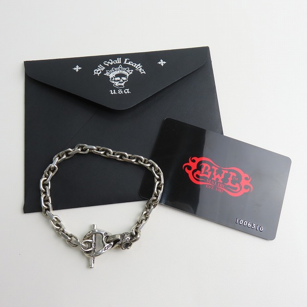 実際に弊社で買取させて頂いた【ギャラ付】BWL/ビルウォールレザー グッドラックスカルカスタム w/ゴールドサダー スクエアチェーンブレスレットの画像 9枚目