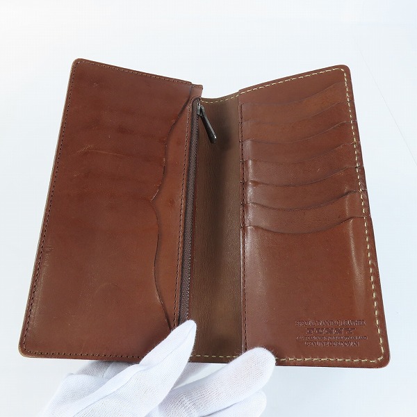 実際に弊社で買取させて頂いたFUNNY/ファニー CORDOVAN/コードバン ぼかし染め 長財布 ベージュステッチの画像 3枚目