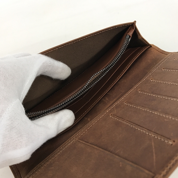 実際に弊社で買取させて頂いた土屋鞄 オリジンオイルヌメ　ロングウォレット/長財布　かぶせ式 牛革レザー ブラウン　の画像 5枚目