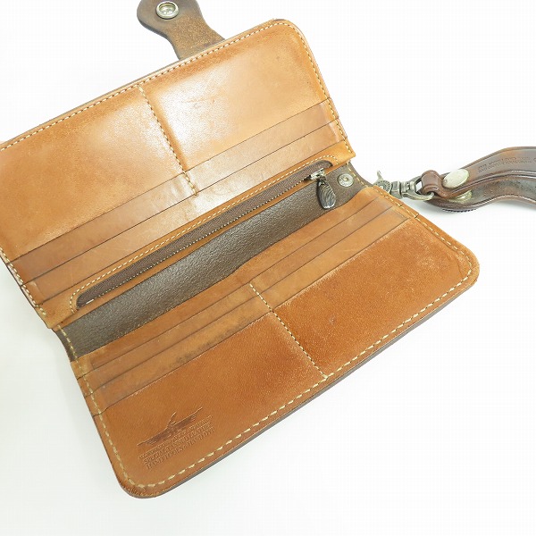 実際に弊社で買取させて頂いたFUNNY/ファニー カービング レザー コンチョ ウォレットチェーン付き 長財布/ロングウォレットの画像 4枚目