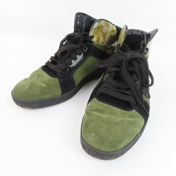 実際に弊社で買取させて頂いたGUCCI/グッチ 迷彩/カモフラ ハイカットスニーカー 342034 9.5