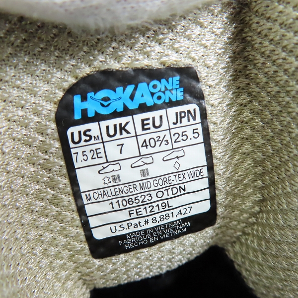 実際に弊社で買取させて頂いたHOKA ONEONE/ホカオネオネ チャレンジャーミッド ゴアテックス FE1219L 25.5の画像 5枚目
