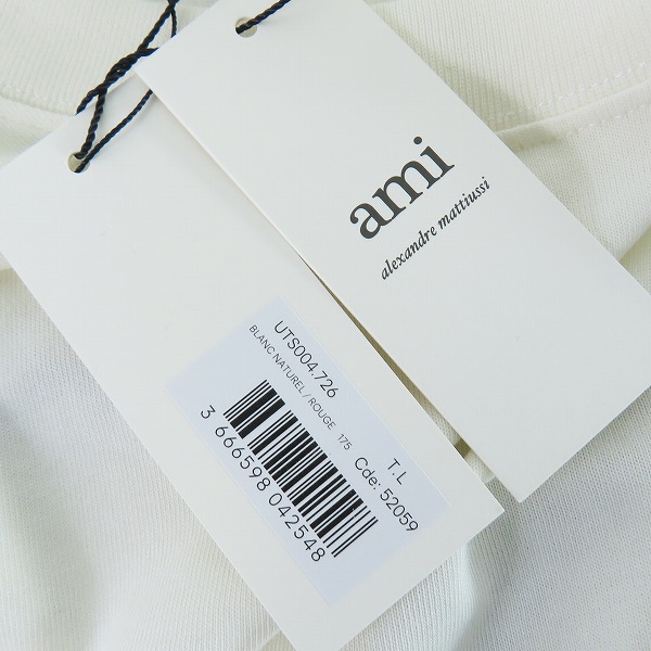 実際に弊社で買取させて頂いた【未使用】ami alexandre mattiussi/アミ アレクサンドルマテュッシ ハートAロゴ刺繍 半袖Tシャツ UTS004.726/Lの画像 4枚目