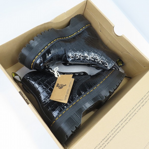 実際に弊社で買取させて頂いた【未使用】Dr.Martens/ドクターマーチン SINCLAIR ジャングル ブーツ クロコエンボス ブラック 26260001/UK5の画像 8枚目