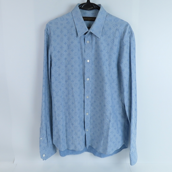 実際に弊社で買取させて頂いた【JPタグ】LOUIS VUITTON/ルイヴィトン モノグラム LV刺繍 シャンブレーシャツ XL