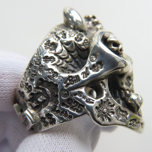 実際に弊社で買取させて頂いた【ギャラ付】BWL/ビルウォールレザー グラフィティマスタースカルリング ｗ/ホーンズ GLSアイズ＆ハートカスタム 22-23号の画像 7枚目