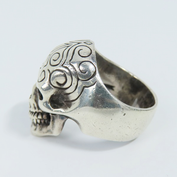 実際に弊社で買取させて頂いたCRAZY PIG DESIGNS/クレイジーピッグ エングレーブスカルリング 24.5-25.5号の画像 2枚目