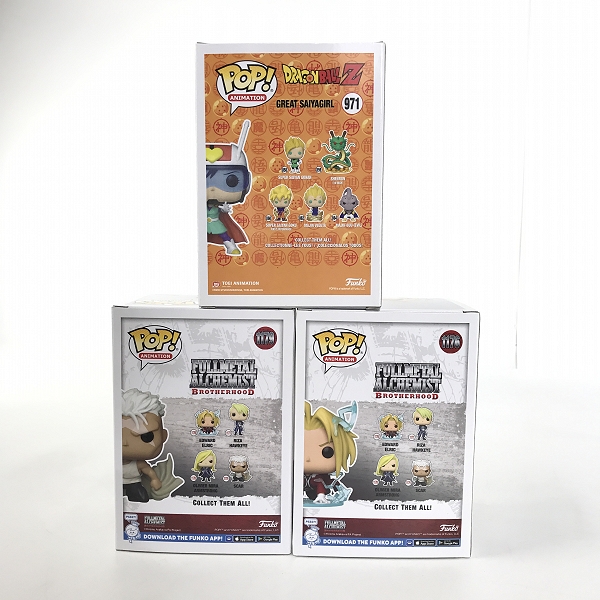 実際に弊社で買取させて頂いたFunko/ファンコ Pop/ポップ 鋼の錬金術師/ドラゴンボール エドワードエルリック/スカ― 等 フィギュア 3点セットの画像 1枚目