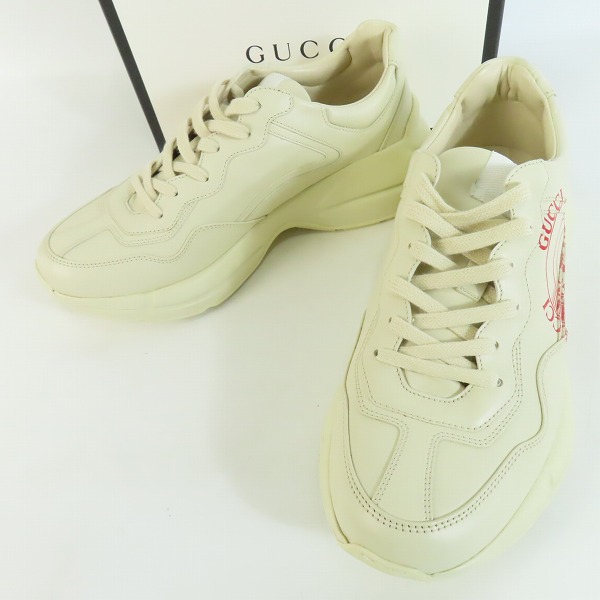 実際に弊社で買取させて頂いたGUCCI/グッチ ライトン インターロッキング ロゴ レザー スニーカー 630607/8