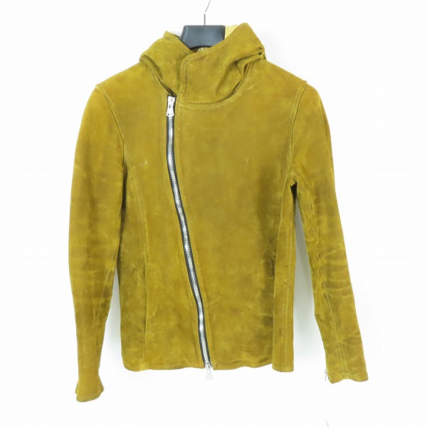 実際に弊社で買取させて頂いたISAMU KATAYAMA BACKLASH/バックラッシュ NIGHT RIDE ジャパンカーフ白鞣し製品染め フードブルゾン 1878-01/2(M)