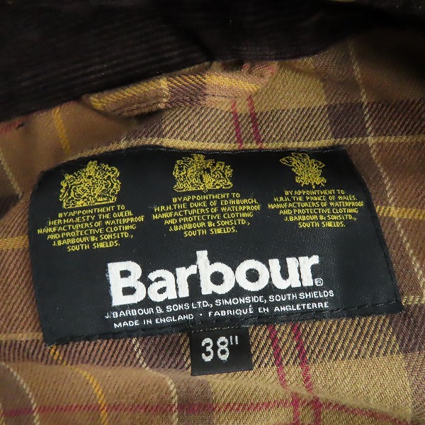 実際に弊社で買取させて頂いたBarbour/バブアー SL BEDALE/ビデイル オイルドジャケット 1702280/38の画像 3枚目