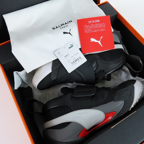 実際に弊社で買取させて頂いたPuma x Balmain/プーマ × バルマン Court Black High Risk Red バスケットボールシューズ 195683-01/27の画像 7枚目