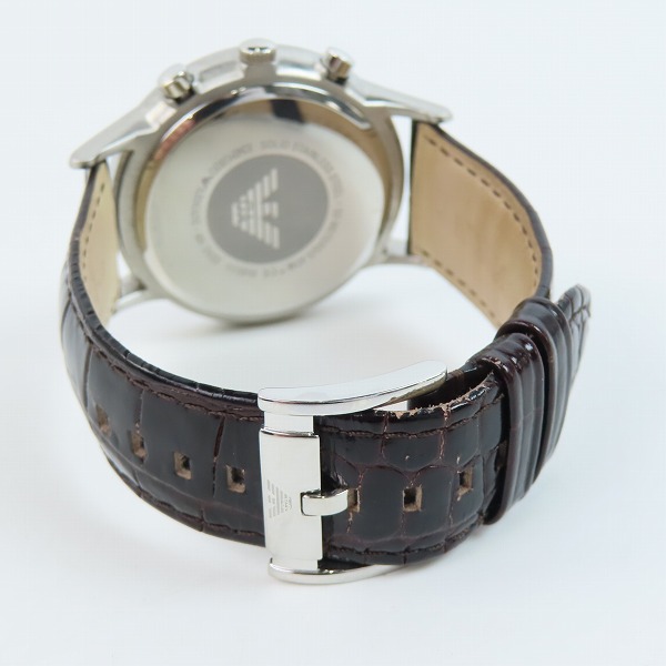 実際に弊社で買取させて頂いたEMPORIO ARMANI/エンポリオアルマーニ ベージュ文字盤 クロノグラフ 腕時計 AR-2433  の画像 2枚目
