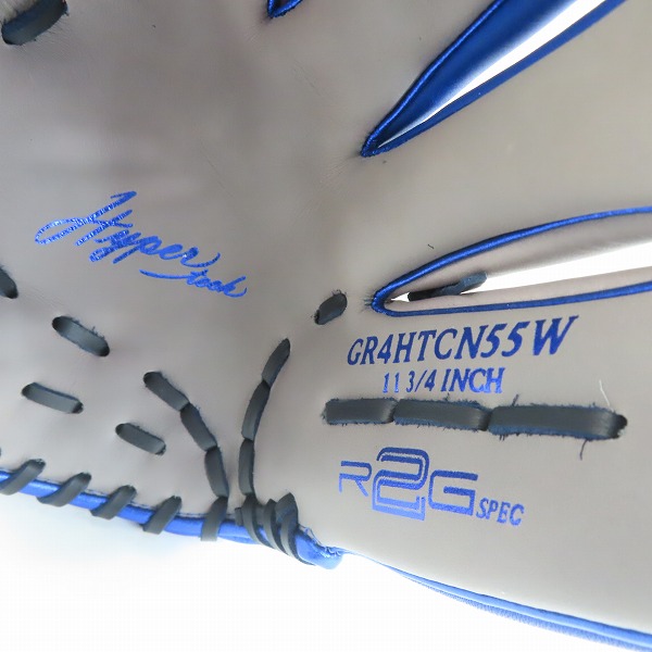 実際に弊社で買取させて頂いたローリングス HYPER Tech Color SYNC/ハイパーテック オールラウンド用 軟式 野球グローブ グレー/ロイヤル GR4HTCN55Wの画像 7枚目