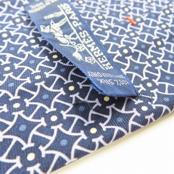 実際に弊社で買取させて頂いたHERMES/エルメス 総柄 シルク100％ ネクタイの画像 7枚目