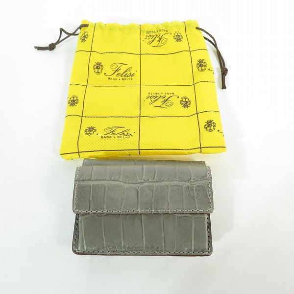 実際に弊社で買取させて頂いたFelisi/フェリージ クロコダイル型押し ミニウォレット 1031の画像 9枚目