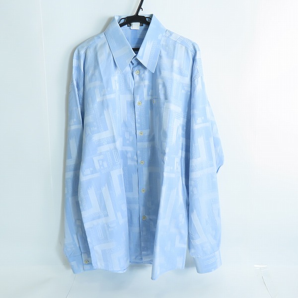 実際に弊社で買取させて頂いたGIANNI VERSACE/ジャンニヴェルサーチ 総柄長袖シャツ/ライトブルー系/52