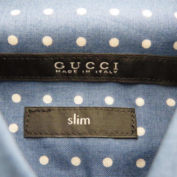 実際に弊社で買取させて頂いた【JPタグ/未使用】GUCCI/グッチ ドットデザイン切り替え長袖シャツ/ 309114 Z3597/38/15の画像 2枚目
