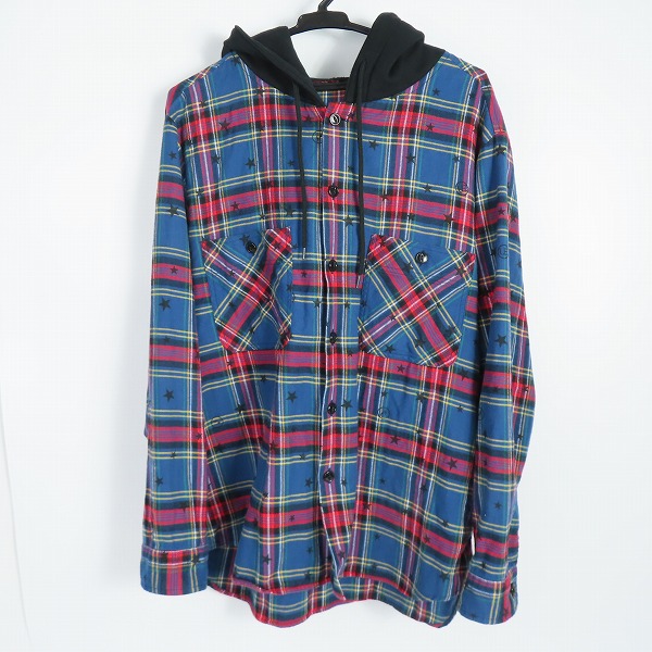 実際に弊社で買取させて頂いたuniform experiment/ユニフォームエクスペリメント 21AW スターフランネルチェックフーデッドシャツ UE-212037/2