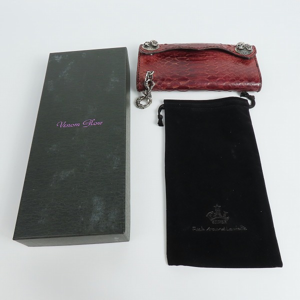 実際に弊社で買取させて頂いたFAL/エフエーエル ラッセルパイソン レザーウォレット/長財布の画像 9枚目