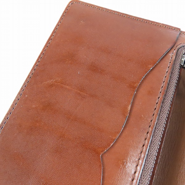 実際に弊社で買取させて頂いたFUNNY/ファニー CORDOVAN/コードバン ぼかし染め 長財布 ベージュステッチの画像 7枚目
