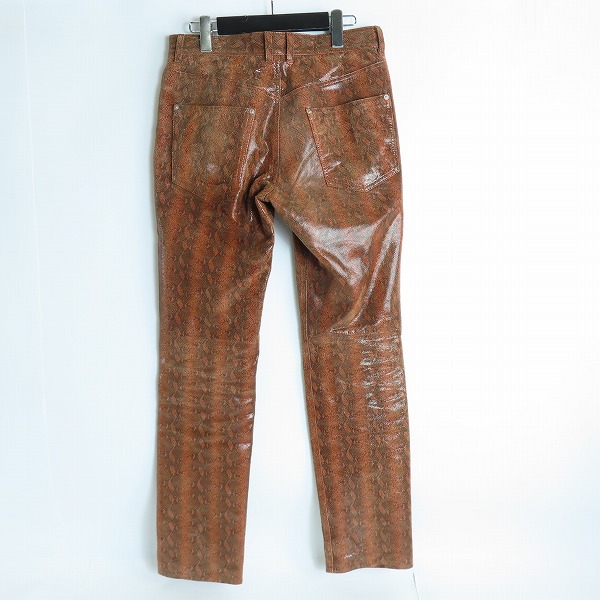 実際に弊社で買取させて頂いたJOHN LAWRENCE SULLIVAN/ジョンローレンスサリバン パイソン柄 豚革 レザーパンツ 2A013-0321-45/46の画像 1枚目
