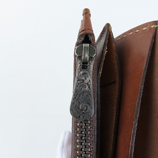 実際に弊社で買取させて頂いたFUNNY/ファニー CORDOVAN/コードバン ぼかし染め 長財布 ベージュステッチの画像 6枚目