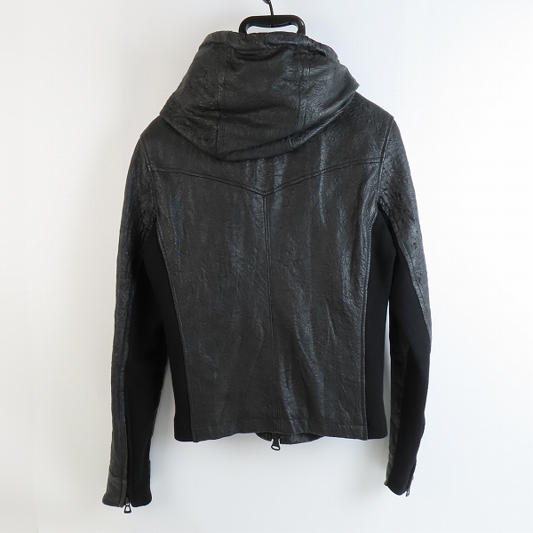 実際に弊社で買取させて頂いたBUFFALO BOBS/バッファローボブズ 羊革/シープレザー サイドリブ フーデッド レザージャケット MFB5414/2の画像 1枚目