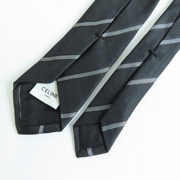 実際に弊社で買取させて頂いたceline/セリーヌ カレッジストライプ シルク ネクタイの画像 2枚目