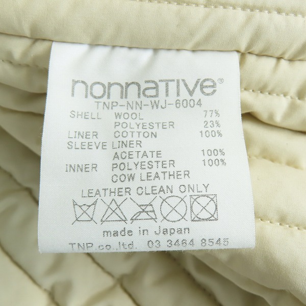 実際に弊社で買取させて頂いたnonnative/ノンネイティブ ウール中綿チェックジャケット レザー TNP-NN-WJ-6004/2の画像 4枚目