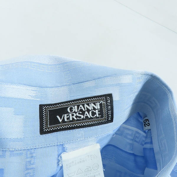実際に弊社で買取させて頂いたGIANNI VERSACE/ジャンニヴェルサーチ 総柄長袖シャツ/ライトブルー系/52の画像 9枚目