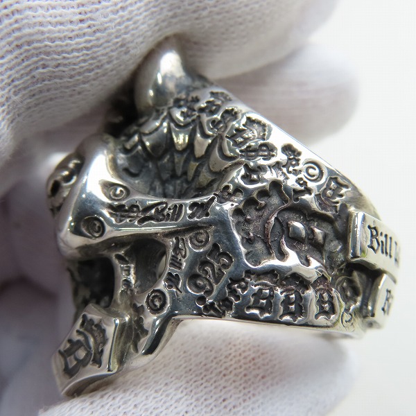 実際に弊社で買取させて頂いた【ギャラ付】BWL/ビルウォールレザー グラフィティマスタースカルリング ｗ/ホーンズ GLSアイズ＆ハートカスタム 22-23号の画像 6枚目