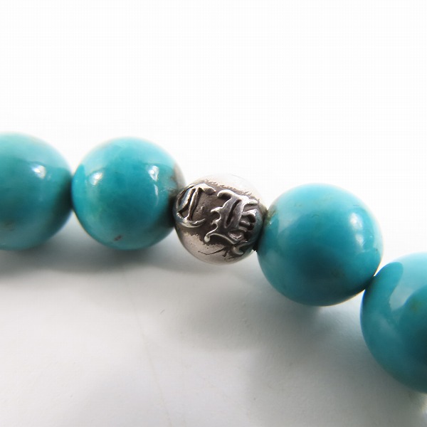 実際に弊社で買取させて頂いたCHROME HEARTS/クロムハーツ 8mm ターコイズ ビーズブレスレット/CHクロスボールの画像 6枚目