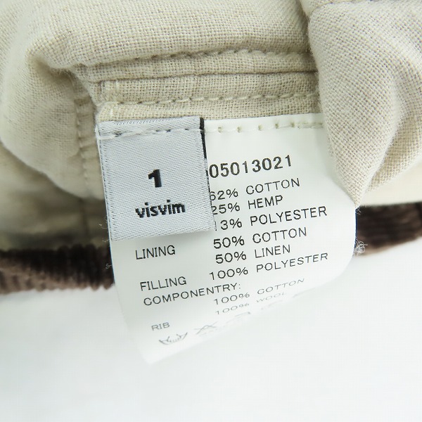実際に弊社で買取させて頂いたvisvim/ヴィズヴィム PALMITO SHAWL COLLAR JKT ショールカラー コーデュロイ ジャケット 0113205013021/1の画像 3枚目