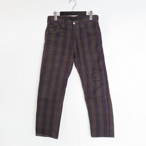 実際に弊社で買取させて頂いたEVISU/エヴィス チェック コットンパンツ Lot.2005/ダークグリーン系/30