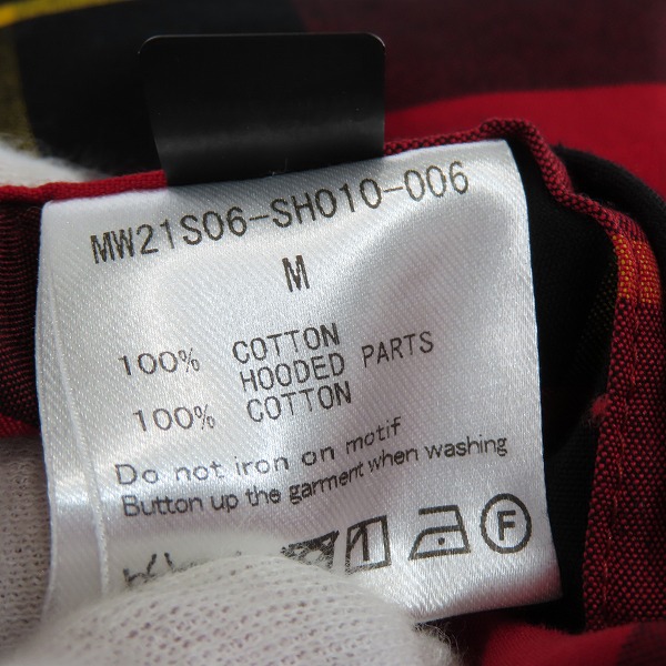 実際に弊社で買取させて頂いたmastermind/マスターマインド スカル/ロゴ刺繍 スカル/チェック柄 オーバーサイズ フード付きシャツ MW21S06-SH010-006/Mの画像 3枚目