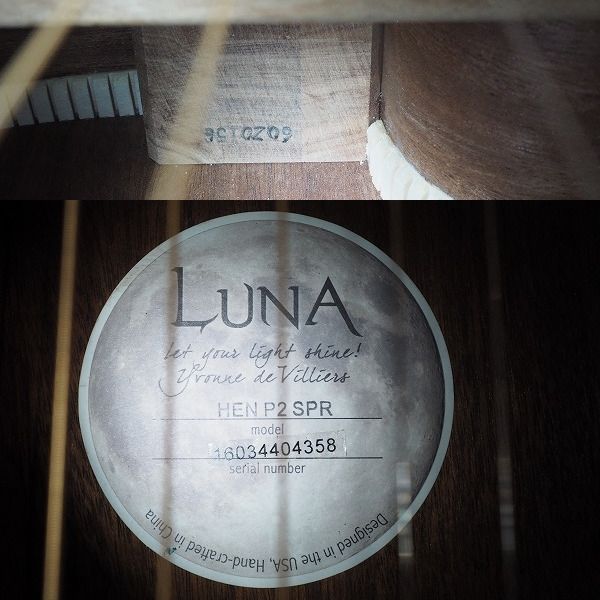 実際に弊社で買取させて頂いた★【難有り】LUNA/ルナ HEN P2 SPR エレアコ/アコースティックギター/アコギ ソフトケース付の画像 5枚目