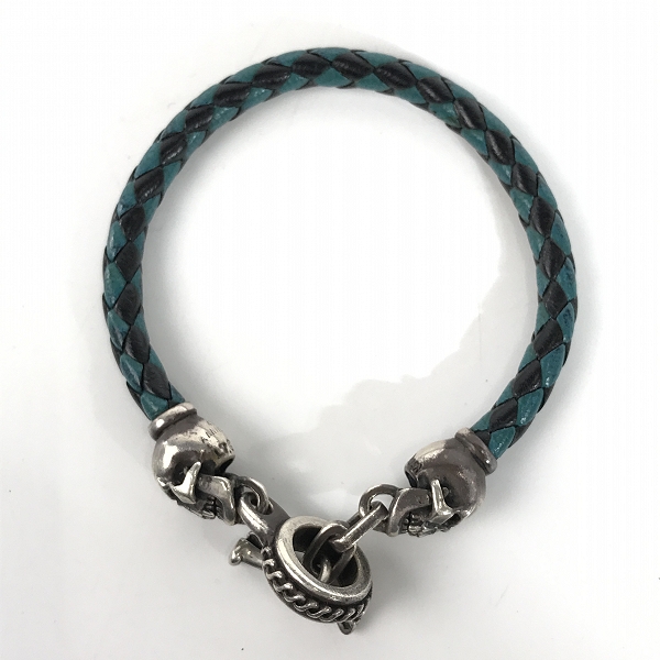 実際に弊社で買取させて頂いたLEATHERS & TREASURES/レザーズアンドトレジャーズ スカル レザーブレスレットの画像 1枚目