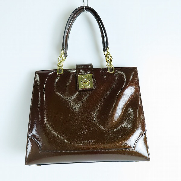 実際に弊社で買取させて頂いたCELINE/セリーヌ ガンチーニ  エナメル ハンド バッグ 