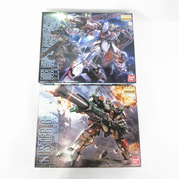 実際に弊社で買取させて頂いた【組済含/ジャンク扱い】バンダイ MG 1/100 デュエルガンダム アサルトシュラウド/バスターガンダム 2点セット/SEED/ガンプラ