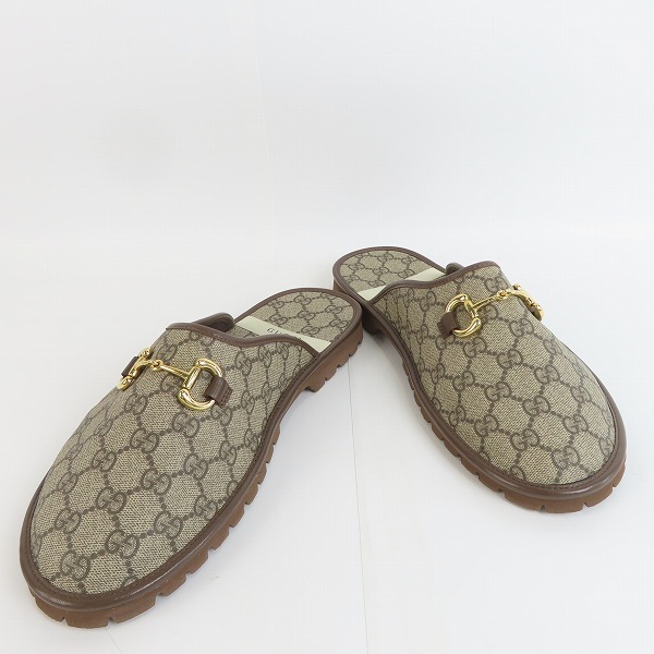 実際に弊社で買取させて頂いたGUCCI/グッチ GGスプリーム ホースビット キャンバス スリッパ/サンダル 655571/10