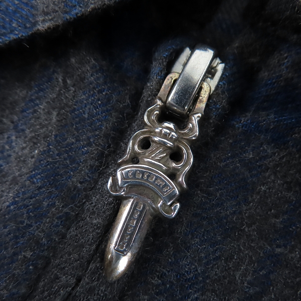 実際に弊社で買取させて頂いた【JPタグ】CHROME HERATS/クロムハーツ ダガー ボールジップ ネルシャツ Mの画像 6枚目