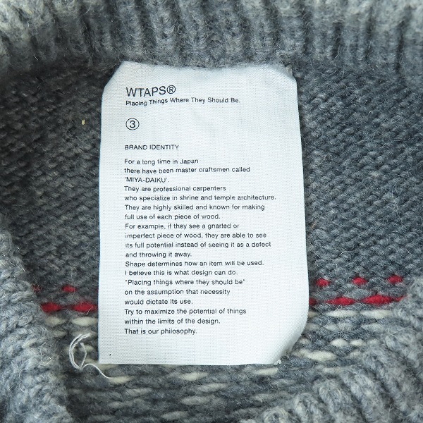 実際に弊社で買取させて頂いたWTAPS/ダブルタップス 11AW MONTBLANK SWEATER WONY ニット セーター 3の画像 2枚目